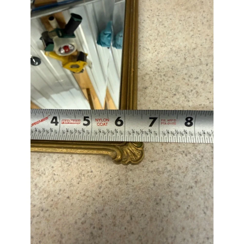 Homco Gold Ornate Wall Mirror Frame Small Vintage Hollywood Regency Style USA